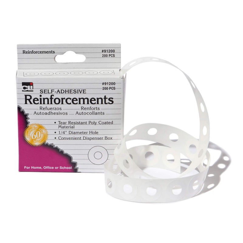 Charles Leonard Paper Hole Reinforcements, Self Adhesive, 1/4 Inch Holes Reinforcements in Dispenser Box, White, 200/Box (91200) - Image 1